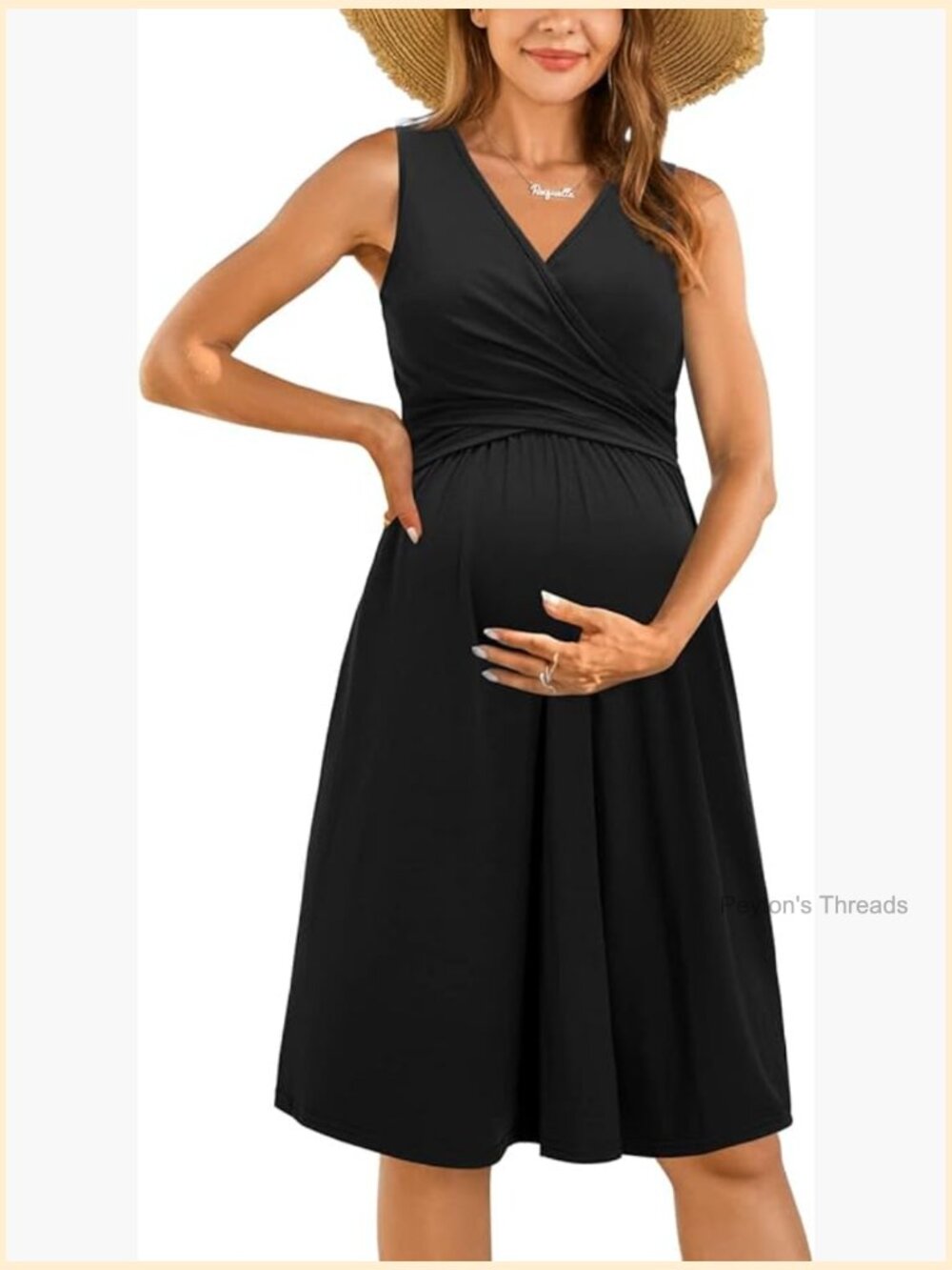 V-Neck Sleeveless Summer Floral Maternity Nursing Dress with Pockets